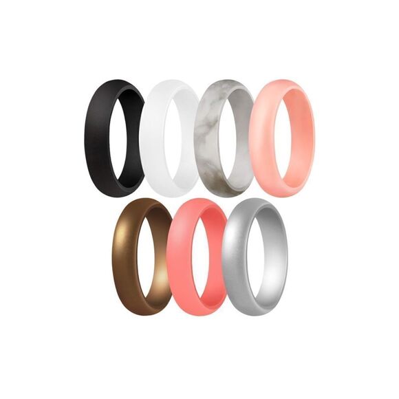 Silicone Wedding Bands Pack of 7 - Picture 1 of 5